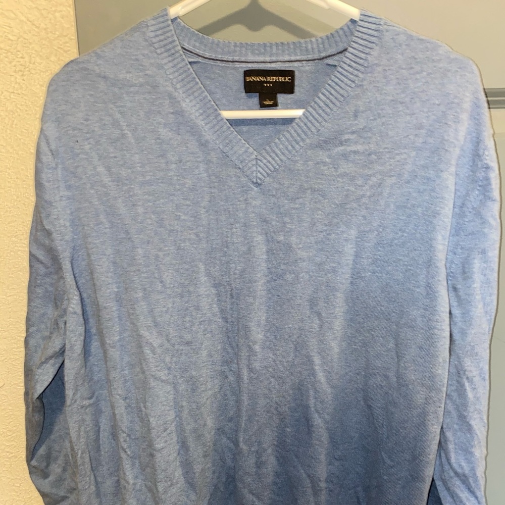 Banana Republic Blue Thin Merino Wool Sweater